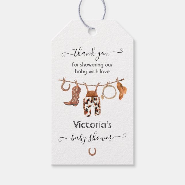 Cowboy Baby Shower gift tag (Front)