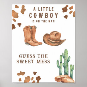 Cowboy baby shower Guess the sweet mess Poster