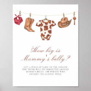 Cowboy baby shower How big is mommy's belly Poster