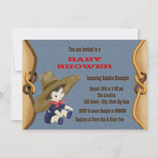 Cowboy Baby Shower Invitation (Back)
