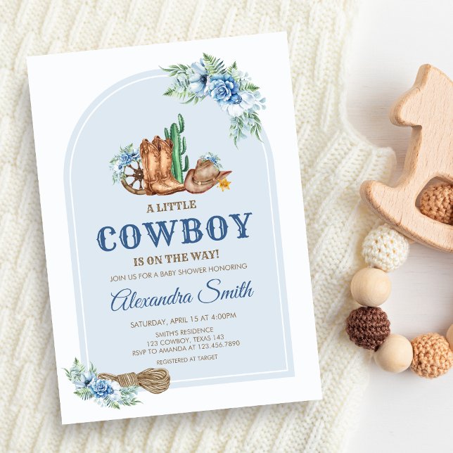 Cowboy Baby Shower Invitation (A Little Cowboy Baby Shower Invitation)