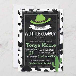 Cowboy Baby Shower Invitation (green)
