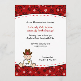 Cowboy Baby Shower Invitation Red Bandanna
