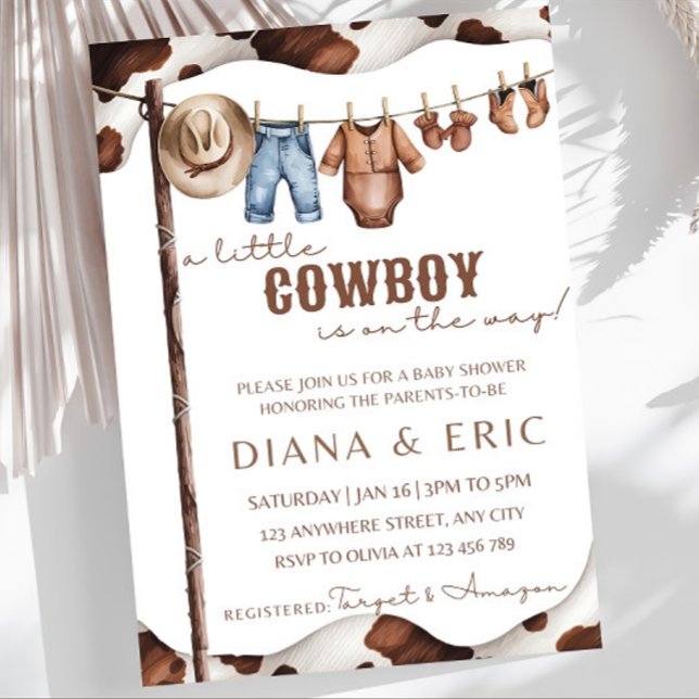 Cowboy Baby Shower Invitation Template, A Little  (Creator Uploaded)