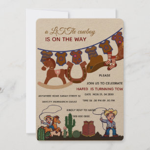 Cowboy Baby Shower Invitation Template, A little C