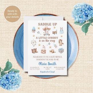 Cowboy Baby Shower Invitations Saddle Up
