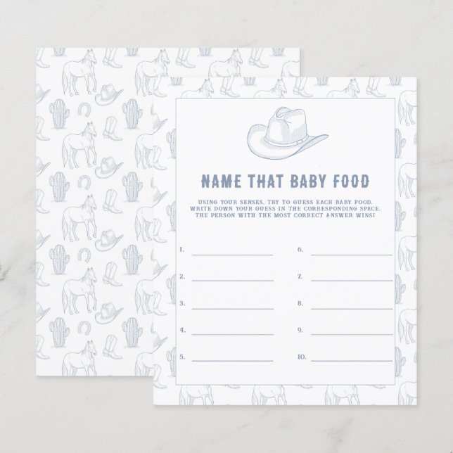 Cowboy Baby Shower - Name that baby food (Front/Back)