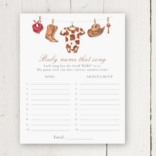Cowboy baby shower - Name that song game