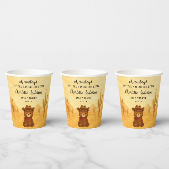 Cowboy Baby Shower Paper Cups Rustic Style (Multi)