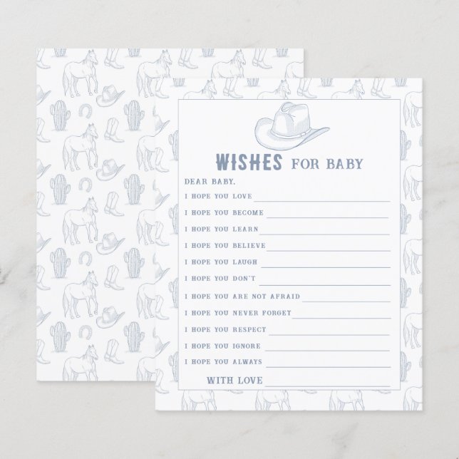 Cowboy baby shower - Party game | wishes for baby (Front/Back)