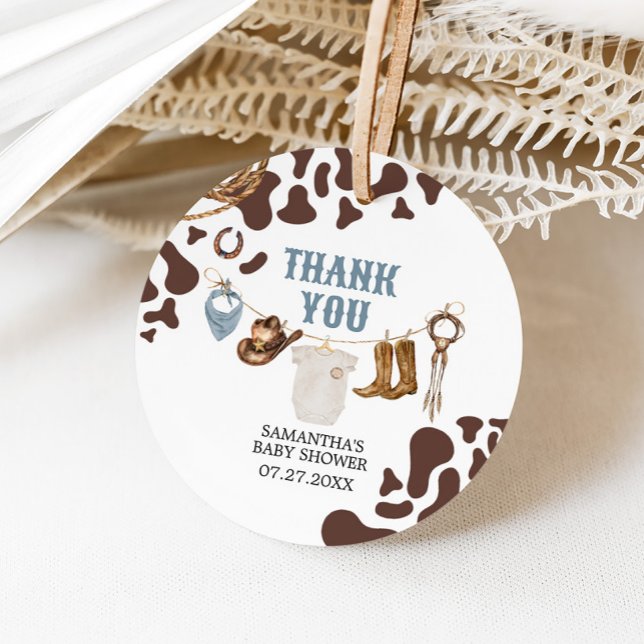 Cowboy Baby Shower Round Favour Tags (Cowboy Baby Shower Round Favor Tags )