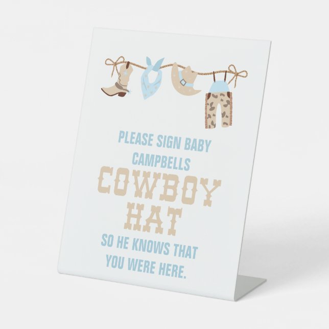 Cowboy Baby Shower Sign Hat (Front)