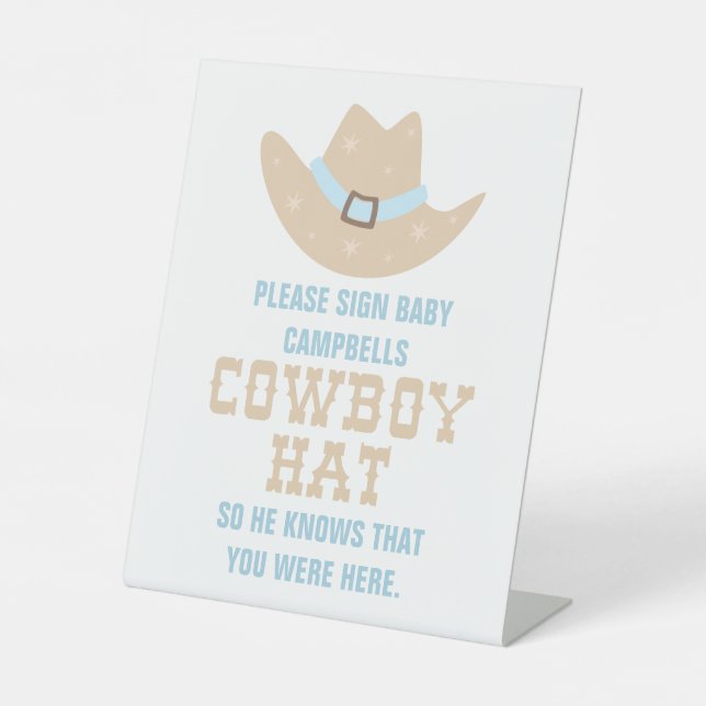 Cowboy Baby Shower Sign Hat (Front)