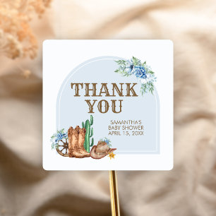 Cowboy Baby Shower Square Sticker