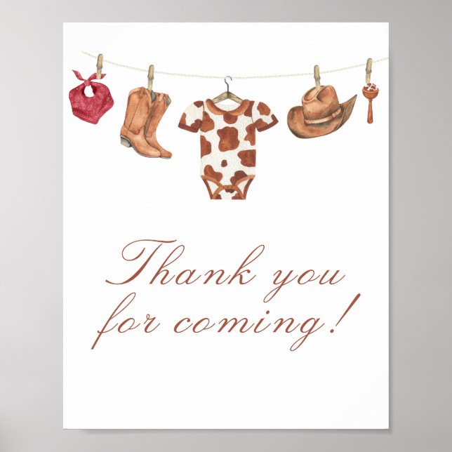 Cowboy baby shower Thank you for coming Poster (Front)
