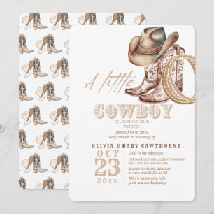Cowboy Baby Shower Watercolor Rustic  Invitation