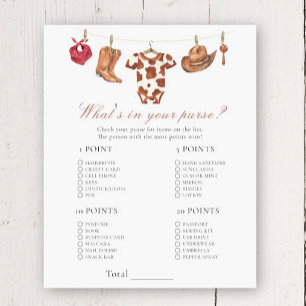 Cowboy baby shower - What's in your purse game