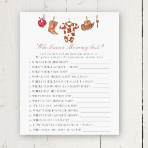 Cowboy baby shower - Who knows mummy best