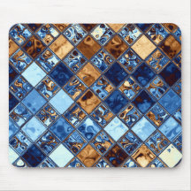 Cowboy Bandanna Blue Mosaic Pattern Original Art