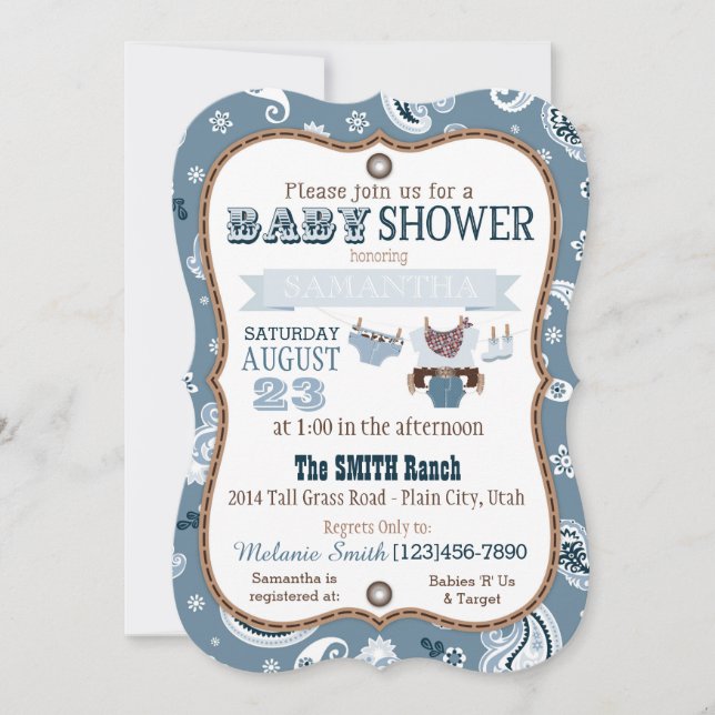 Cowboy Bandanna Jumper Baby Shower Invitation (Front)