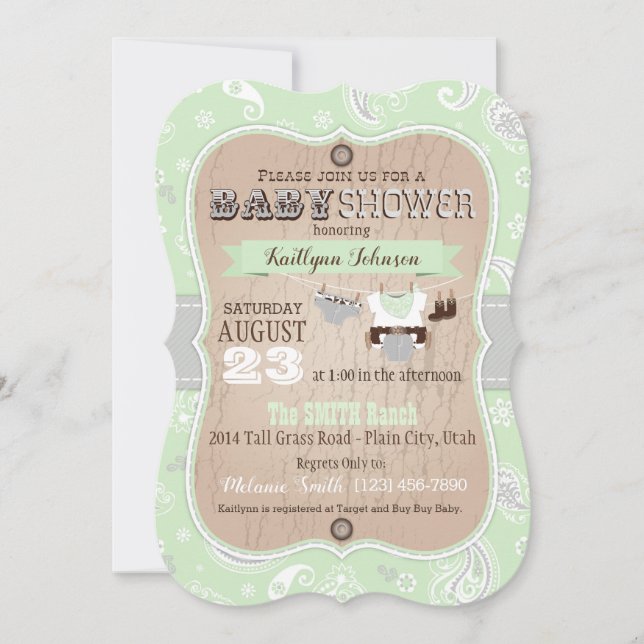 Cowboy Bandanna Jumper Baby Shower Invitation (Front)