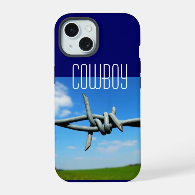 Cowboy Barbed-Wire Fence iPhone 15 Case (Back)