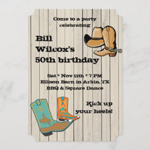 Cowboy BBQ and Square Dancce Party Invitation