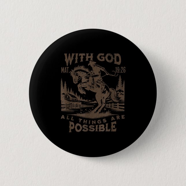 Cowboy Bible Scripture Verse Western Jesus For Men 6 Cm Round Badge (Front)