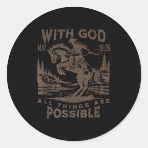 Cowboy Bible Scripture Verse Western Jesus For Men Classic Round Sticker