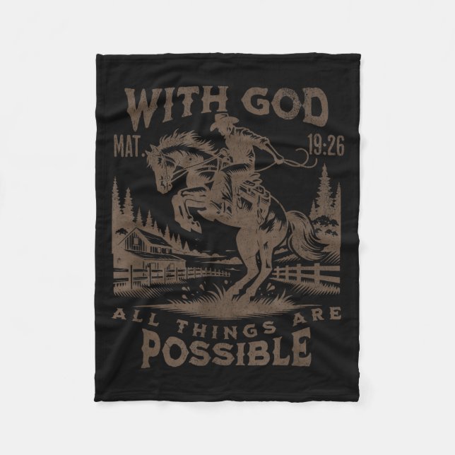 Cowboy Bible Scripture Verse Western Jesus For Men Fleece Blanket (Front)