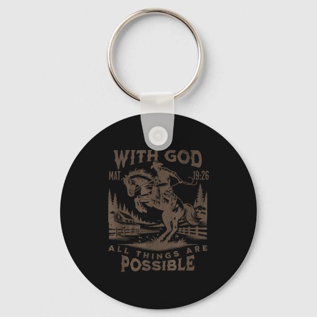 Cowboy Bible Scripture Verse Western Jesus For Men Key Ring (Front)