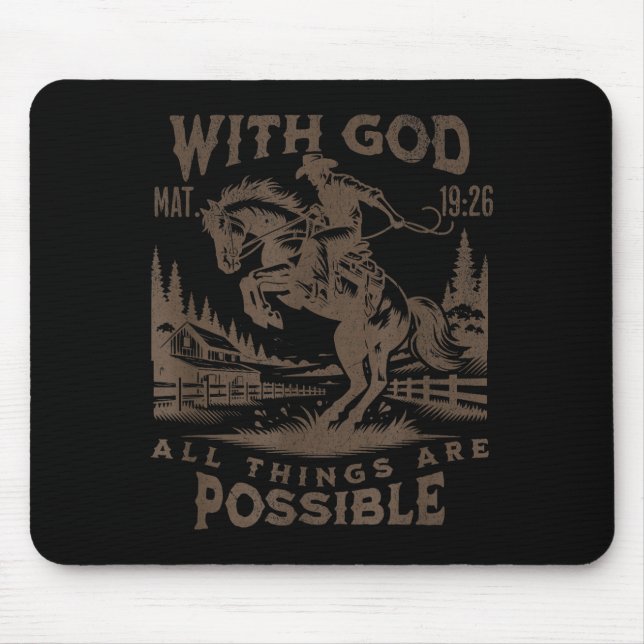 Cowboy Bible Scripture Verse Western Jesus For Men Mouse Mat (Front)