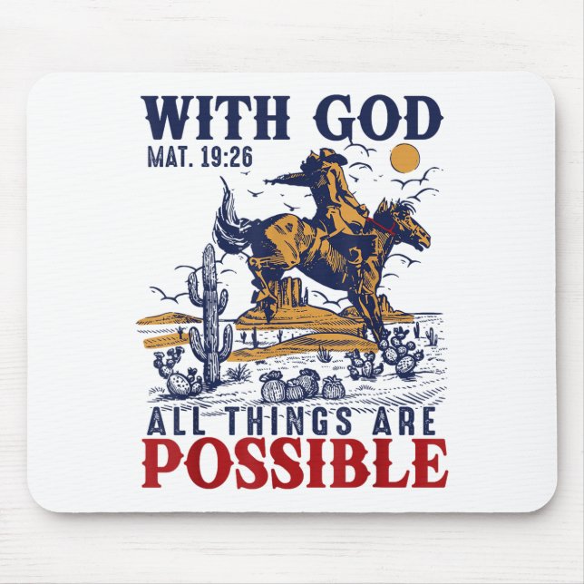 Cowboy Bible Scripture Verse Western Jesus For Men Mouse Mat (Front)