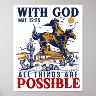Cowboy Bible Scripture Verse Western Jesus For Men Poster