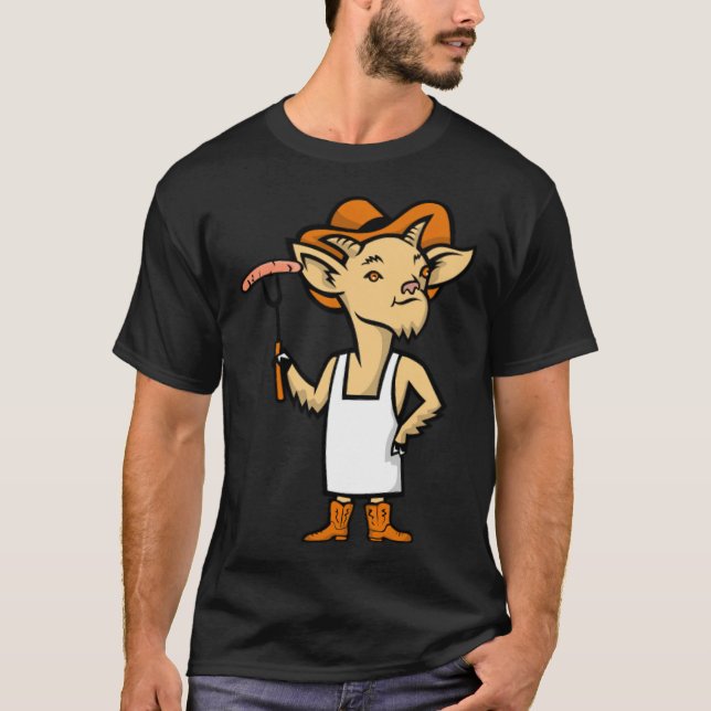 Cowboy Billy Goat Barbecue Chef Mascot bakery 8th  T-Shirt (Front)