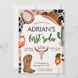 Cowboy Birthday 1st Rodeo Birthday Party Invitation