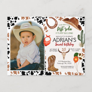 Cowboy Birthday 2nd Rodeo Birthday Party Postcard