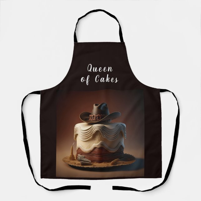 Cowboy Birthday Baking Apron Western Cake Graphic (Front)