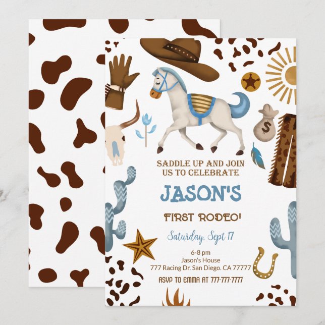 Cowboy Birthday Invitation (Front/Back)