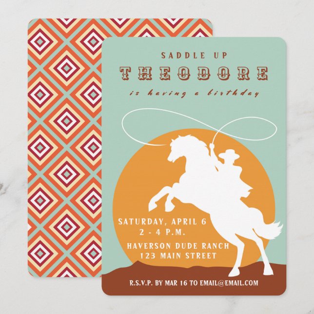 Cowboy Birthday Invitation (Front/Back)
