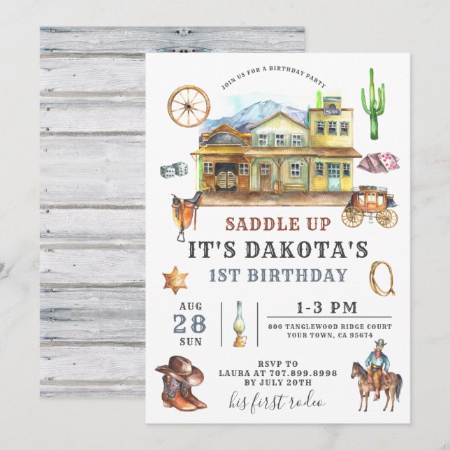 Cowboy Birthday Invitation (Front/Back)