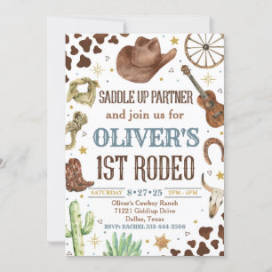 Cowboy Birthday Invitation, 1st Rodeo Invitation