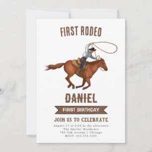 Cowboy Birthday Invitation 1st Rodeo Invitation