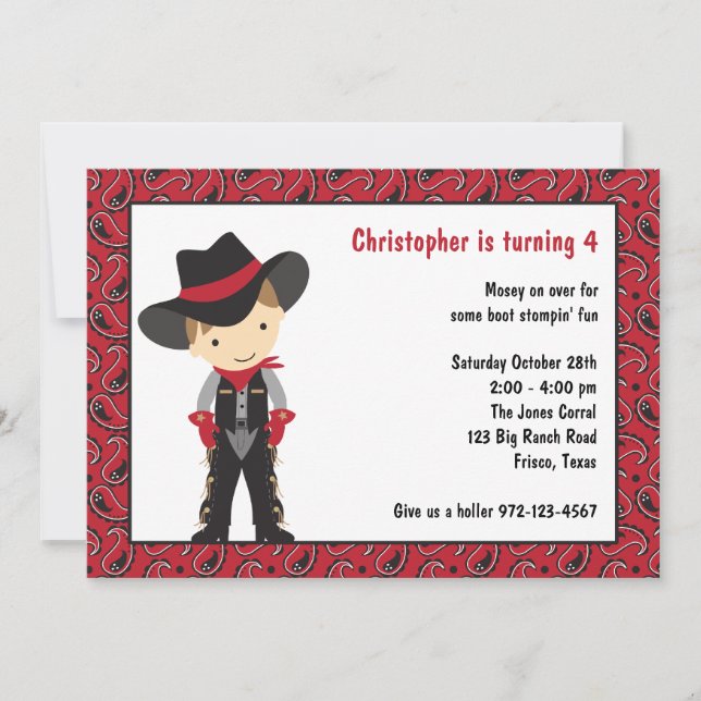 Cowboy Birthday Invitations (Front)