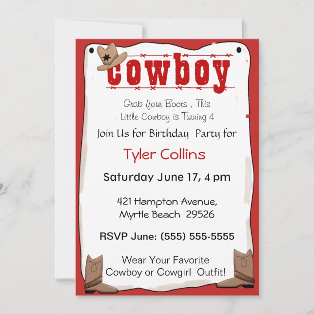 Cowboy Birthday Invitations (Front)