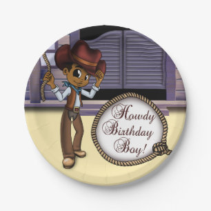 "Cowboy Birthday Paper Plates 7"