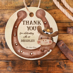Cowboy birthday party baby horse in a hat favour tags