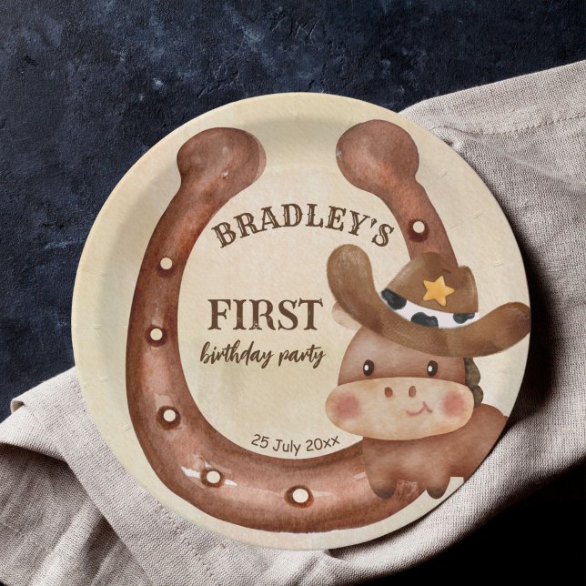 Cowboy birthday party baby horse in a hat paper plate (Creator Uploaded)