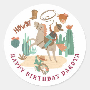 Cowboy Birthday Party  Classic Round Sticker