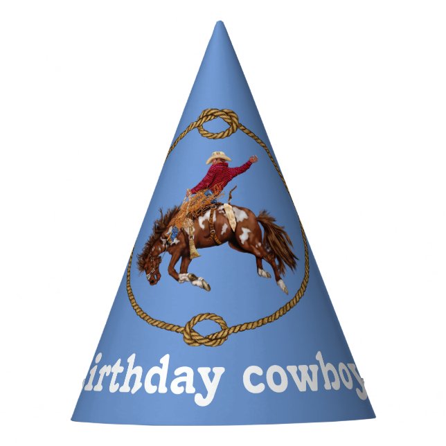 Cowboy birthday  party hat (Front)